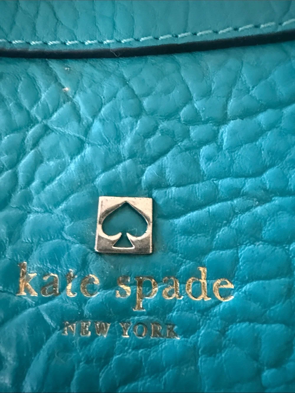kate spade Teal Perforated Leather Satchel with Gold Hardware
